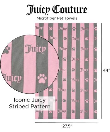 Juicy Couture Dog Towel Pink / Grey Heart Paw Stripes  100% Microfiber Dog Drying Towel with Striped Heart Paw Print  Absorbent Quick Dry Machine Washable Dog Towels for Drying Dogs & Cats - Buy Online on GoSupps.com