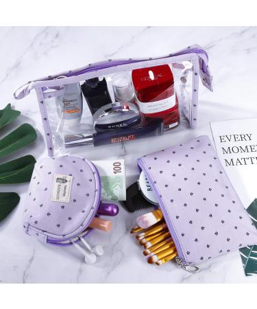 Shop 3-Piece Waterproof PVC Cultural Bag Set - Transparent Makeup & Cosmetic Bags for Women - Purple Travel Wallet - Buy Online on GoSupps.com