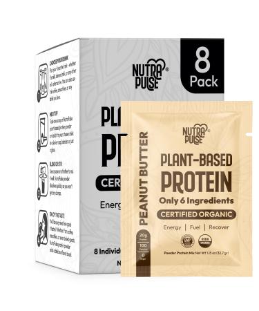 Organic Vegan Protein Powder Sample Pack - Plant-Based Protein Gluten-Free Non GMO 20g Protein Per Serving Great for Smoothies & Shakes (Peanut Butter Pack of 8) Peanut Butter Pack of 8