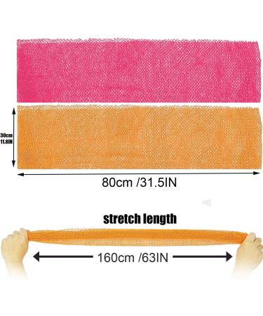 2 Pieces African Net Sponge Long Net Bath Sponge African Exfoliating Shower Body Scrubber Back Scrubber Skin Smoother Stretches to Approximately 63" (Pink&Orange) - Buy Online on GoSupps.com