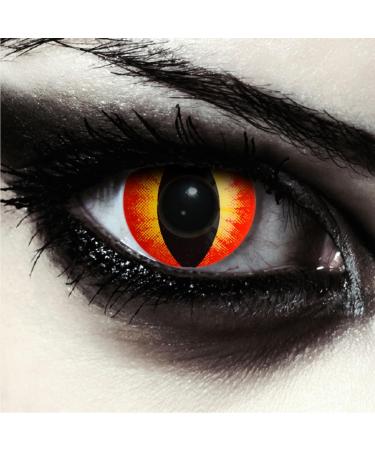 Design lenses colored red cat eyes Halloween costume contact lenses 1 pair (2 pieces) soft dragon color lenses without strength Red Dragon "Red Star Cateye