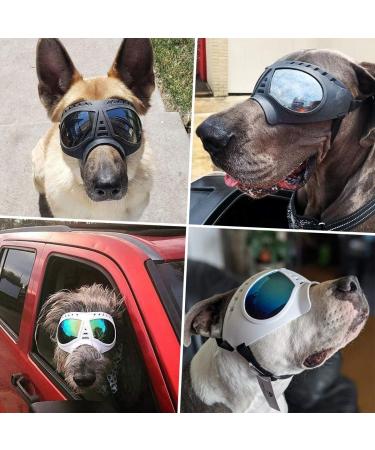 Namsan Large Breed Dog Goggles | Anti-UV Sunglasses for Medium-Large Dogs | Windproof & Anti-Dust | Silver Lens | Long Snout Dog Eye Protection | Black (Large) - Buy Online on GoSupps.com