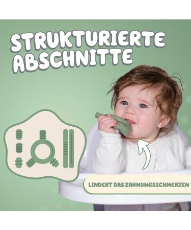 Baby Nom Bite Ring - BPA-Free Cooling Dental Aid & Gripping Toy for Teething - Olive Green - Buy Online on GoSupps.com