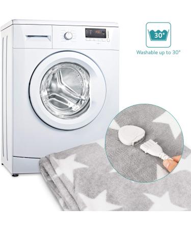 Buy Navaris XXL Electric Heating Ceiling Blanket - 180x130cm 3 Heat Levels Washable Automatic Switch Cozy Light Gray with Stars - International Shipping Available - Buy Online on GoSupps.com