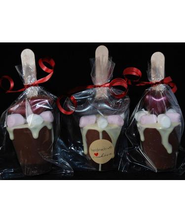 Set of 3 Belgian Hot Chocolate Stirrers Spoons Sticks with Mustache Individually Wrapped HandMade - Buy Online on GoSupps.com
