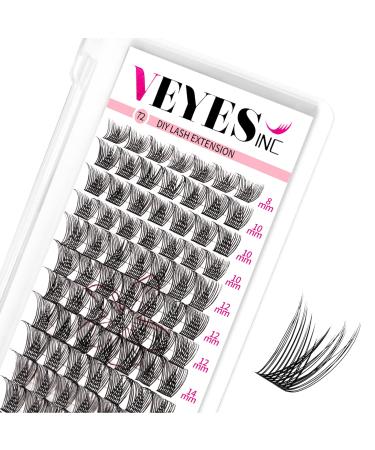 VEYES INC 72 Cluster Lashes. Wispy & Soft DIY Eyelash Extensions  Individual Eyelashes that Look Like Extensions  D curl 8-16mm Mixed Length (WM-03). WM03