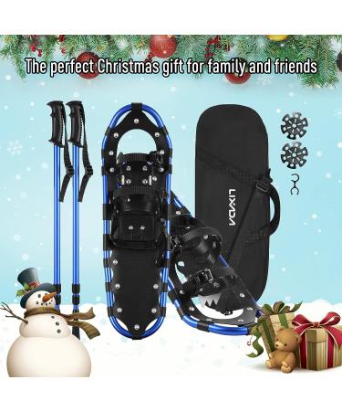 Lixada 23-Inch Lightweight Aluminum Alloy Snowshoes with Adjustable Bindings, Trekking Poles, and Carrying Bag - Blue - Buy Online on GoSupps.com