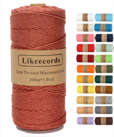 Macrame Cord 2mm x 219yard Cotton Twine String Cord Natural White Cotton Rope Craft String for DIY Knitting Plant Hangers Christmas Wedding D cor Rusty 2mm*219yards