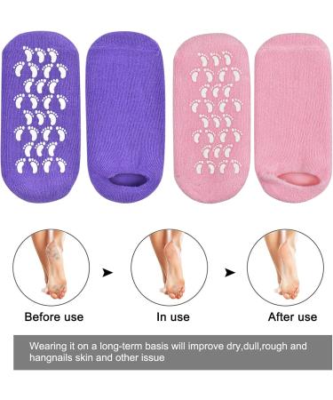 Jinlaili Moisturizing Gel Socks - 2 Pairs of Soft Spa Socks with Vitamin & Oil Infusion for Dry Skin Repair | 21.5 cm - Buy Online on GoSupps.com