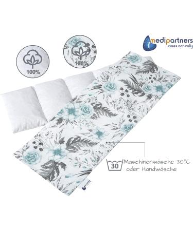 Medi Partners Cherry Core Pillow 60x20cm - 100% Cotton 5 Chambers Eco-Friendly Heat & Cold Therapy Removable Gray Floral Cover - Buy Online on GoSupps.com