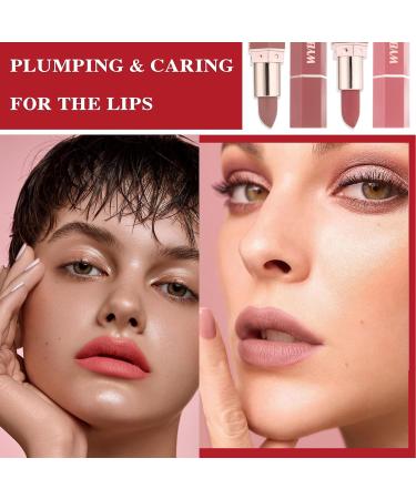 2PCS Mini Capsule Pills Lipstick Set Matte Lip Stain Long Lasting Waterproof Lip Gloss Kit Pill Shaped Lipstick Lip Balm Suit for Women Girls(01+03) - Buy Online on GoSupps.com