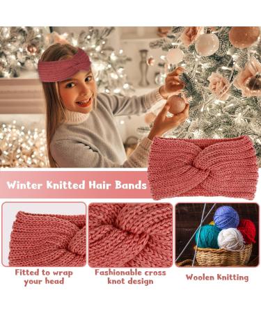 Women's Winter Knitted Headband Knitted Hair Band for Women Girls Ear Warmers Versatile Headband Winter Hair Accessories(Red + pink) - Buy Online on GoSupps.com