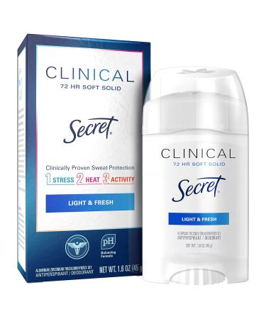 Secret Clinical Strength Antiperspirant and Deodorant for Women Light & Fresh Soft Solid 1.6 oz (Pack of 3) 1.6 Ounce (Pack of 3) Light & Fresh - Buy Online on GoSupps.com