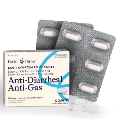 Foster & Thrive Anti-Diarrheal Caplets - Multi-Symptom Relief for Diarrhea Gas & Bloating | 12 Count - Buy Online on GoSupps.com