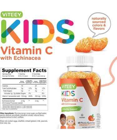 Kids Immune Support Gummies with Vitamin C & Echinacea - 60 Count Pack - Vegan & Gluten Free - Buy Online on GoSupps.com