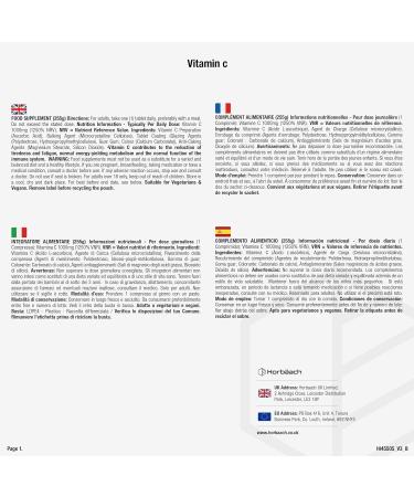 Vitamin C 1000 mg pro tablet 6 Month Supply 180 Vegan Tablets Immune system from Horbaach - Buy Online on GoSupps.com