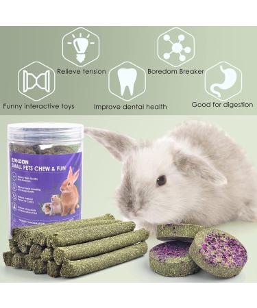 Erkoon 24-Piece Rabbit & Small Pet Toys Set | Dental Care Timothy Hay Sticks Carrots & Rose Grass Cake - Ideal for Rabbits Guinea Pigs Hamsters & Chinchillas - Buy Online on GoSupps.com