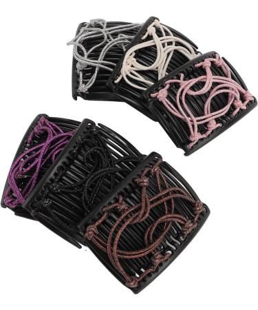 Magic Elastic Hair Clips Purple Beige Coffee Pink Silver Black Adjustable No Crease Magic Hair Comb for Women Girls for Thick Thin Hair - Buy Online on GoSupps.com