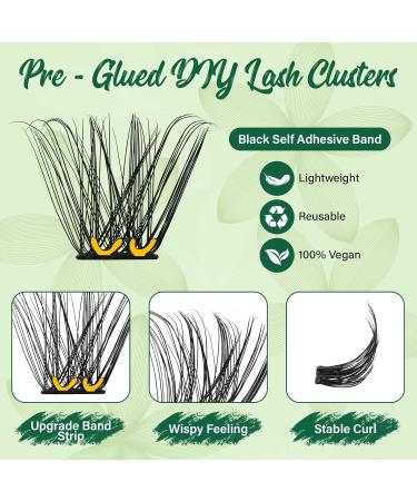 Self Adhesive Eyelashes - 40pcs Lash Extension Kit with Applicator & Curler | Pre-Bonded Reusable Lash Clusters - No Glue Needed - Buy Online on GoSupps.com