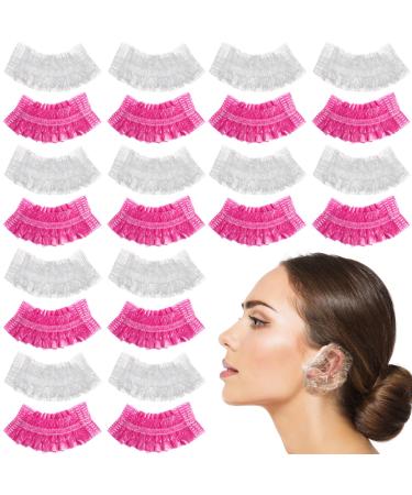 VALICLUD Prot ge-oreilles Jetables pour Teinture Capillaire Bonnets de Transparents et Roses Lot de 200 Pi ces lastiques R sistants Taille G n reuse pour Quotidienne et Salon