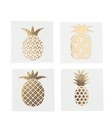 Fun Express Pineapple Gold Foil Tattoo Assortment (72 Pcs) Stylish Shine Sparkle  multi-colored  One Size