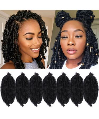 Marley Hair 10 Inch 7 Packs Pre Separated Springy Afro Twist Hair Marley Twist Braiding Hair for Faux Locs Crochet Hair Pre Fluffed Spring Twist Hair Synthetic Hair Extensions (10",1B) 10 Inch(Pack of 7) 1B