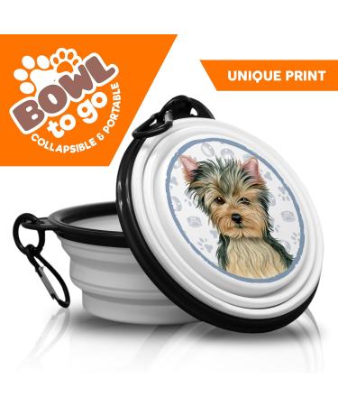 Yorkshire Yorkie Foldable Portable Dog Bowl with Carabiner Travel-Friendly Pet Food & Water Bowl - Buy Online on GoSupps.com