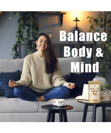 Wellness Tea 100g - Stress Relief & Anxiety Detox - Anti Inflammatory Diet - Green Tea Turmeric Ginger Spirulina Mango Passion Fruit Papaya - Buy Online on GoSupps.com