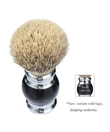 Je&Co 100% Silvertip Badger Hair Shaving Brush - Handmade High-Quality Brush with Fine Resin Handle & Stainless Steel Base (Black) | International Shipping Available - Buy Online on GoSupps.com