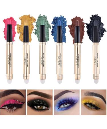Eye Shadow Sticks - 6 Colors Makeup Eyeshadow Pencil Crayon Waterproof Long Lasting Cream Eye Shadow Pencil Makeup Eye Shadow Highlighter Stick for Women Girls Pochy C(13# 18#) - Buy Online on GoSupps.com