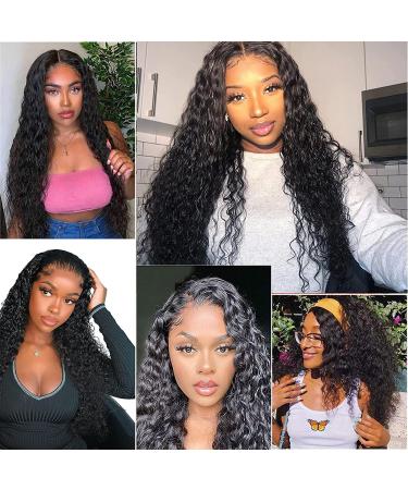 ISEE Hair 26 Inch Transparent Water Wave Lace Front Wig Human Hair 150% Density Brazilian Deep Curly 13x4 Closure - Natural Black for Black Women - Buy Online on GoSupps.com