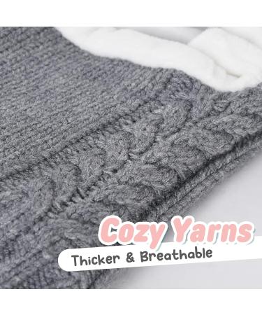 FURTALK Toddler Winter Hat with Detachable Pompom | Fleece Lined Beanie with Earflaps & Scarf Set for Kids 2-6 Years - Fog Grey - Buy Online on GoSupps.com