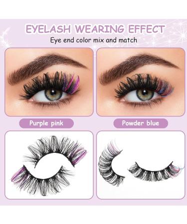 Buy 7 Pairs Fluffy Colorful D Curl Mink False Lashes | 3D Rainbow & Fox Eye Lashes for Cosplay - International Shipping Available - Buy Online on GoSupps.com