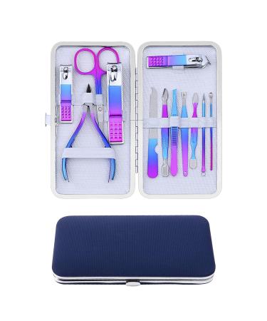 CGEB Manicure Set - Professional Nail Care Tools Kit for Men and Women | 12Pcs Grooming Set with Travel Case - Colorful - Buy Online on GoSupps.com