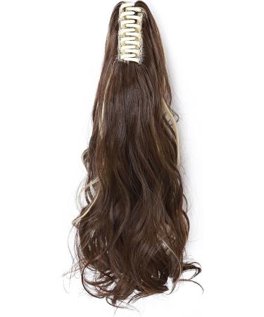 Long Short Claw Ponytail Hair Extension | Clip-in Synthetic Curly Hairpiece 18 | Medium Brown mix Dark Blonde - Buy Online on GoSupps.com