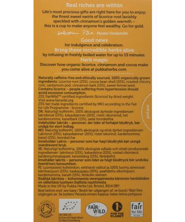 Pukka Herbs Organic Herbal Tea Box Caffeine Free - Licorice and Cinnamon - 4 Packs x 20 tea bags - 80 tea bags - Buy Online on GoSupps.com