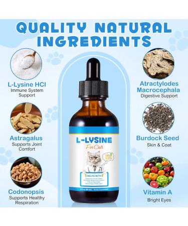 L-Lysine Supplement Drops for Cats - 60ML Liquid for Feline Health - L Lysine for Cats- Roast Chicken Flavor - Promotes Eye & Respiratory Function - Buy Online on GoSupps.com