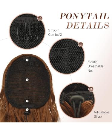 FESHFEN Long Curly Wavy Drawstring Ponytail Extension - Light Auburn 26 inch - Buy Online on GoSupps.com