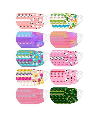 WEXCV 100 pieces children for mask_mundschutz Cartoon print 3-layer face bandanas 3D print for young girls staub-tightly breathable neckerchief multifunction cloth for school l a