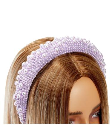 Padded Pearl Headbands 2 Pack - Lavender & Off White Crystal Headbands for Women - Buy Online on GoSupps.com