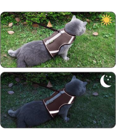 Adjustable Cat Leash & Harness Set - 150cm Breathable Reflective Stripping - Perfect for XS Cats - Brown - Buy Online on GoSupps.com