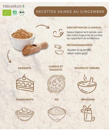 FRISAFRAN | Gingembre Bio en poudre 40g | pice | Alimentation naturelle | moulu | Assaisonnement | v g talien | sans additifs | saveur et ar me | Gingembre naturel | gingembre-moulu Gingembre 40g - Buy Online on GoSupps.com