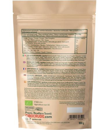 Organic Curry Powder - 100g. Curry Powder Without Salt. Typical Blend of Lightly Spicy Dried Spices. For Indian Cuisine Dishes and Recipes. Organic Ingredients and No Additions. - Buy Online on GoSupps.com