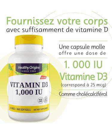 Healthy Origins Vitamin D3 1 000 IU 360 Capsules High Dosed Soy Free Gluten Free Non-GMO - Buy Online on GoSupps.com