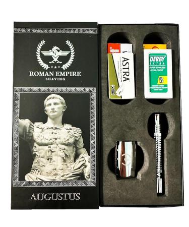 Roman Empire Shaving Razor Hobel Augustus - Elegant Safety Razor Set for Men & Women | Includes 20 Astra Derby Shark Treat Blades - Premium Wet Shaving Experience - Buy Online on GoSupps.com