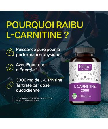 L-Carnitine 3000 I 180 High Dose Extra Strong Capsules with Vitamin C I L Carnitine 3000mg per daily dose I Pure L-Carnitine Tartrate I Natural Lab Tested & Vegan - Buy Online on GoSupps.com
