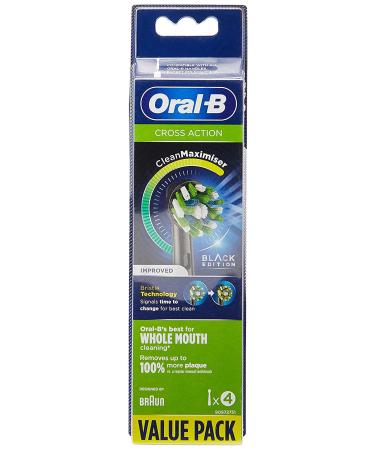 Oral-B Crossaction Black Edition Brush Heads - Cleanmaximiser Tech, Pack of 4 - Buy Online on GoSupps.com