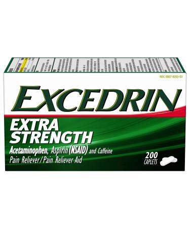 Excedrin Extra Strength Pain Relief Caplets For Headache Relief, Temporarily Relieves Minor Aches And Pains Due To Headache  200 Count