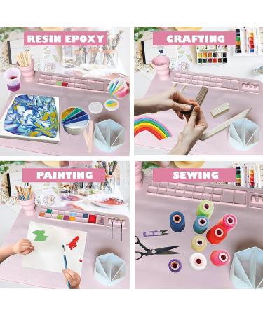 Silicone Craft Mat 20x 16 with Detachable Collapsible Cup- Non-Stick Art Mat for Crafts, Painting, Resin Casting - Buy Online on GoSupps.com