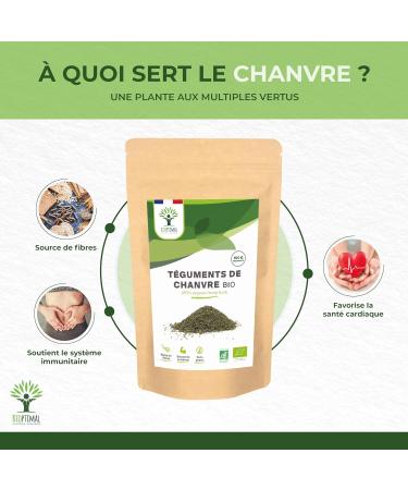 BIOPTIMAL - Organic Hemp Seed Integuments - Husk Raw - Digestion Transit Cholesterol - 65% Fiber 14% Protein - Grown and Packaged in France - Ecocert Certified - Vegan - 150 g - Buy Online on GoSupps.com